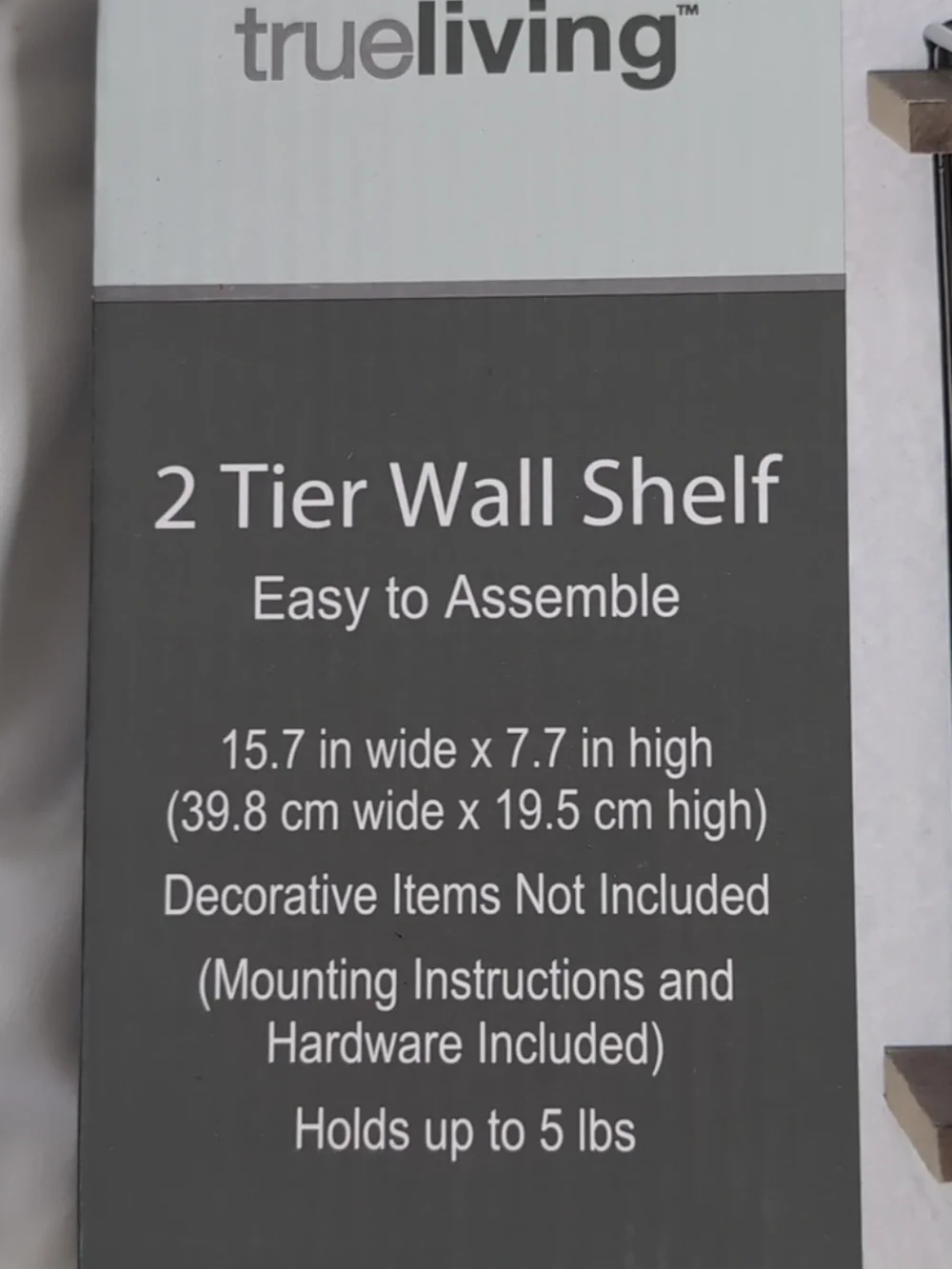 True Living 2 Tier Wall Shelf in Brown *NEW*